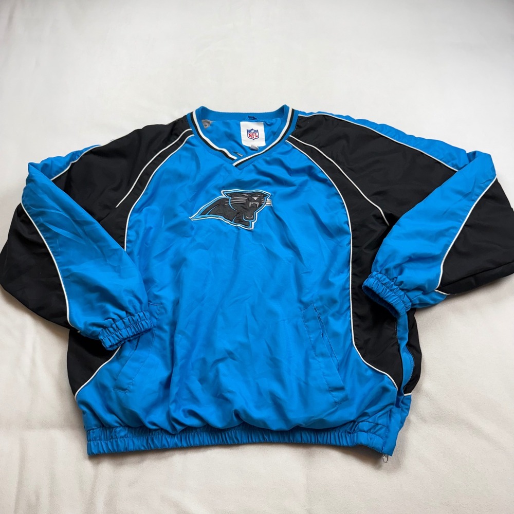 NFL Team Apparel Carolina Panthers Mens Large Pullover Windbreaker Jacket Blue